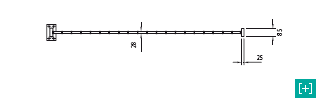 Valla horizontal con vista frontal sección superior para la malla de 100 x 50 h 28