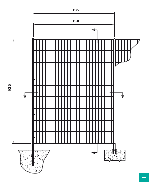 Valla vertical con vista frontal para la malla de 220 x 60 h 40