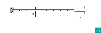 Valla horizontal con vista frontal sección superior para la malla de 220 x 60 h 40
