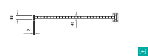 Valla vertical con vista frontal sección superior para la malla de 220 x 60 h 40