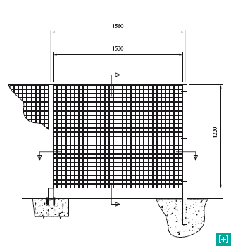 Valla horizontal con vista frontal para la malla de 50 x 50 h 15
