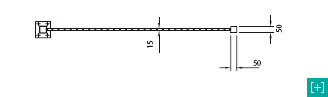Valla horizontal con vista frontal sección superior para la malla de 50 x 50 h 15